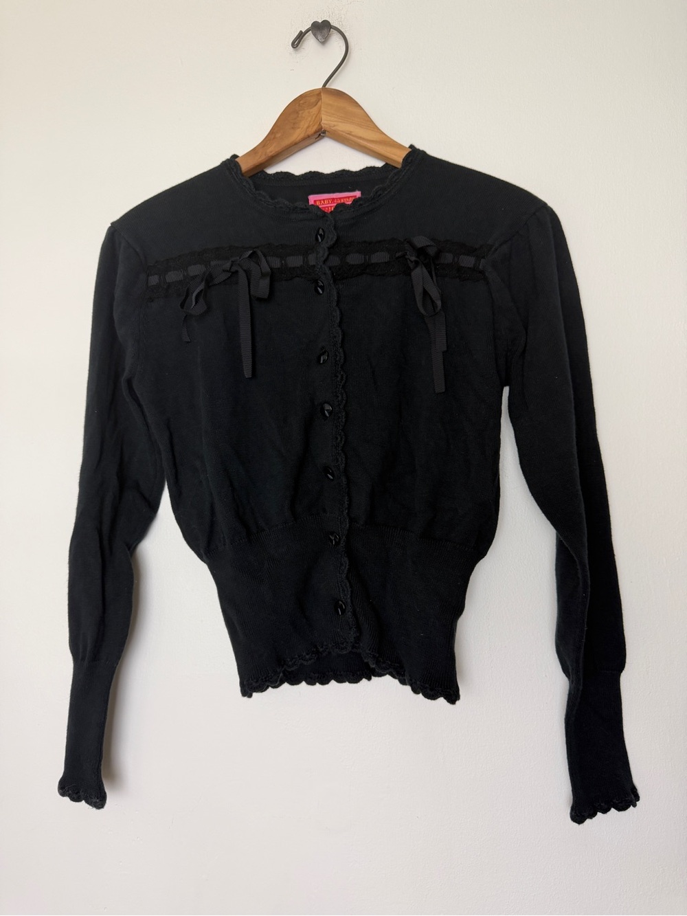 Baby, the stars shine bright black ribbon cardigan